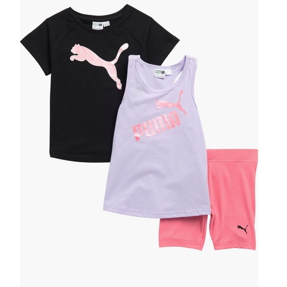 PUMA Kids' 3-Piece T-Shirt, Tank Top and Shorts Set - New With Tag - Reemoly